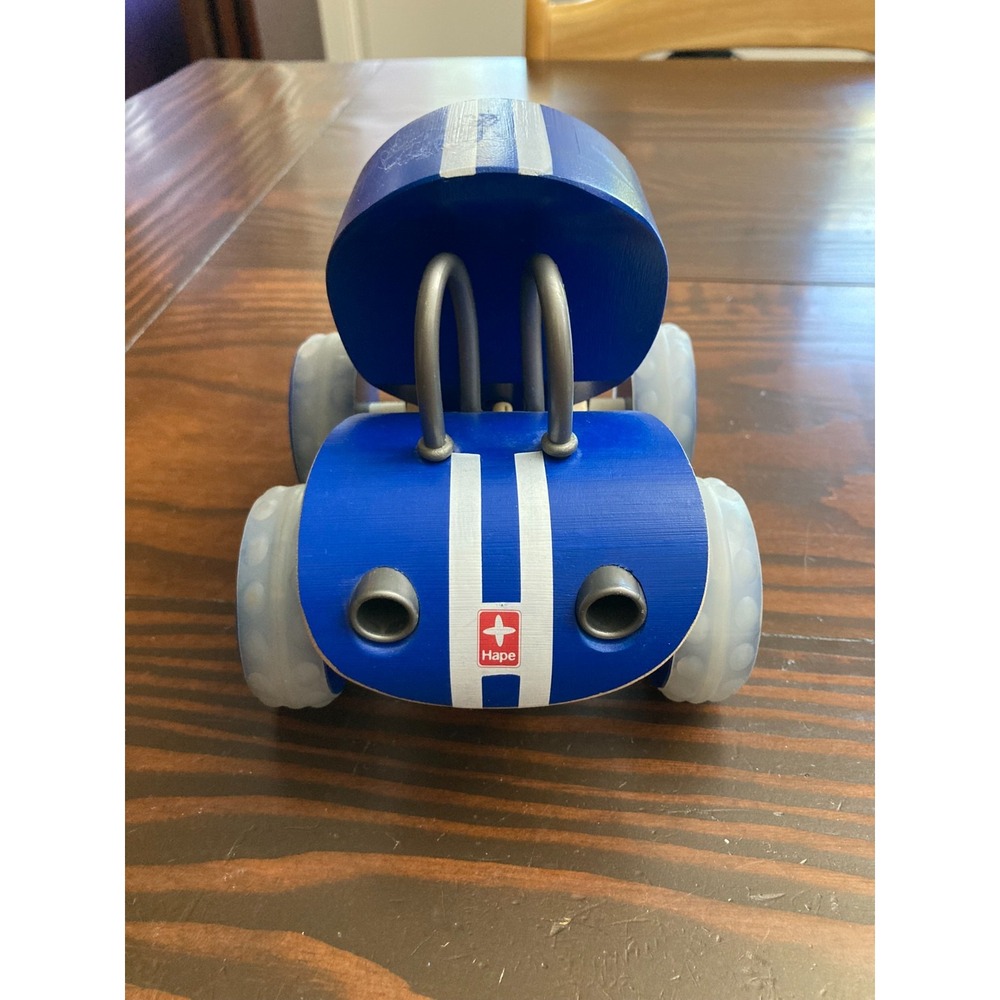 Hape E Racer Bamboo Wooden Wood Dump Truck Toy Blue White